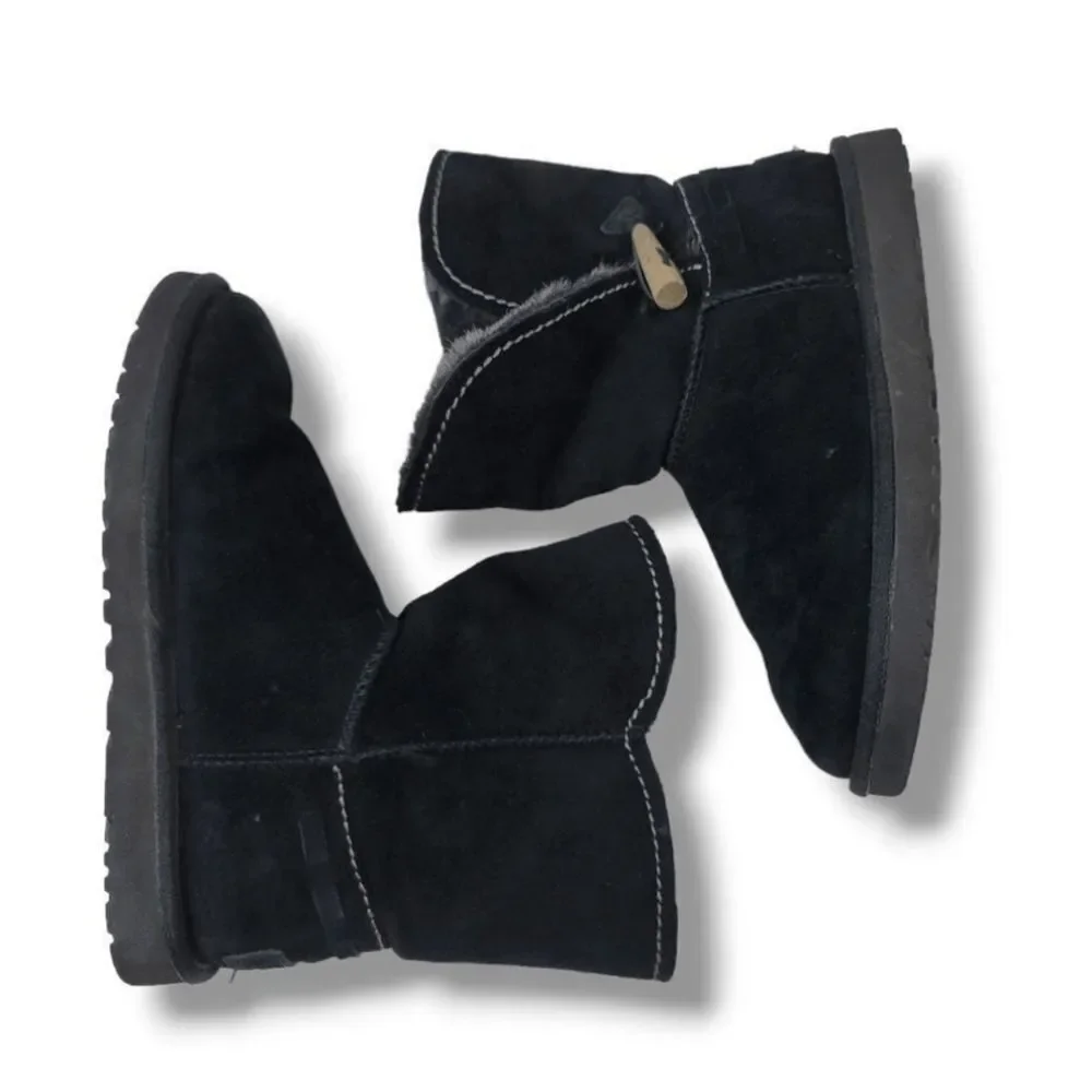 UGG Womens Meadow Short Suede Fur Lined Boots in Black Size 7